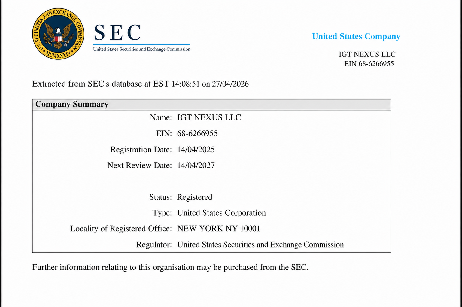 SEC Company Summary