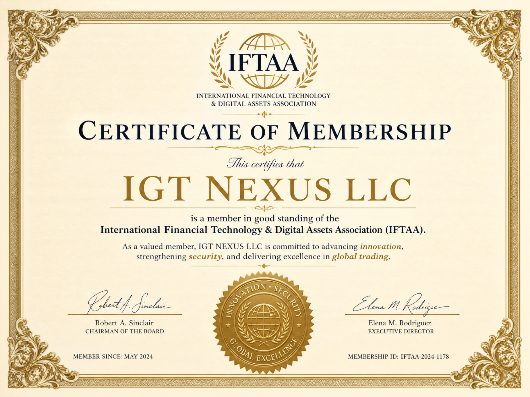 IFTAA Certificate of Membership